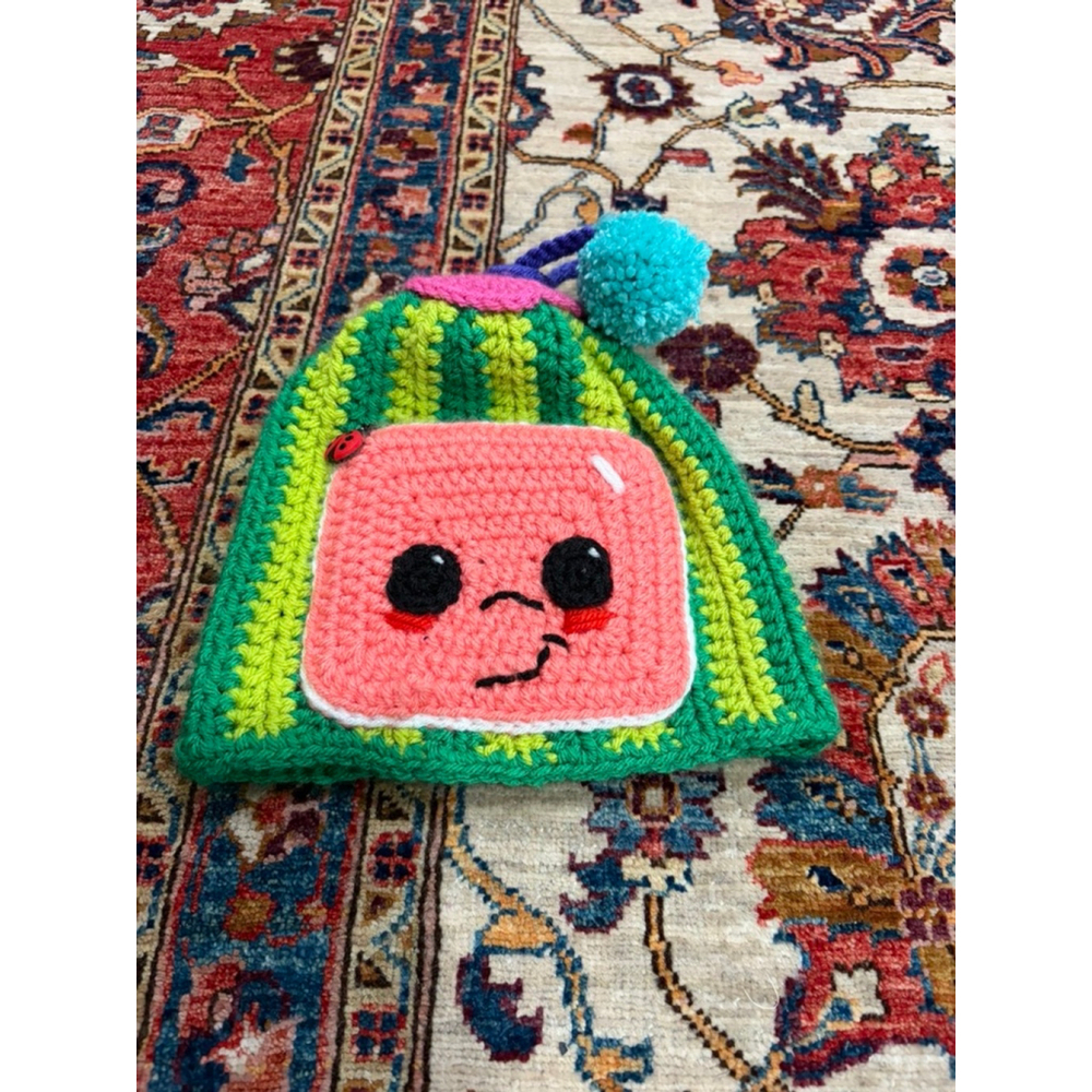 Cocomelon Watermelon Crochet Beanie Hat Pom Pom Kids Costume